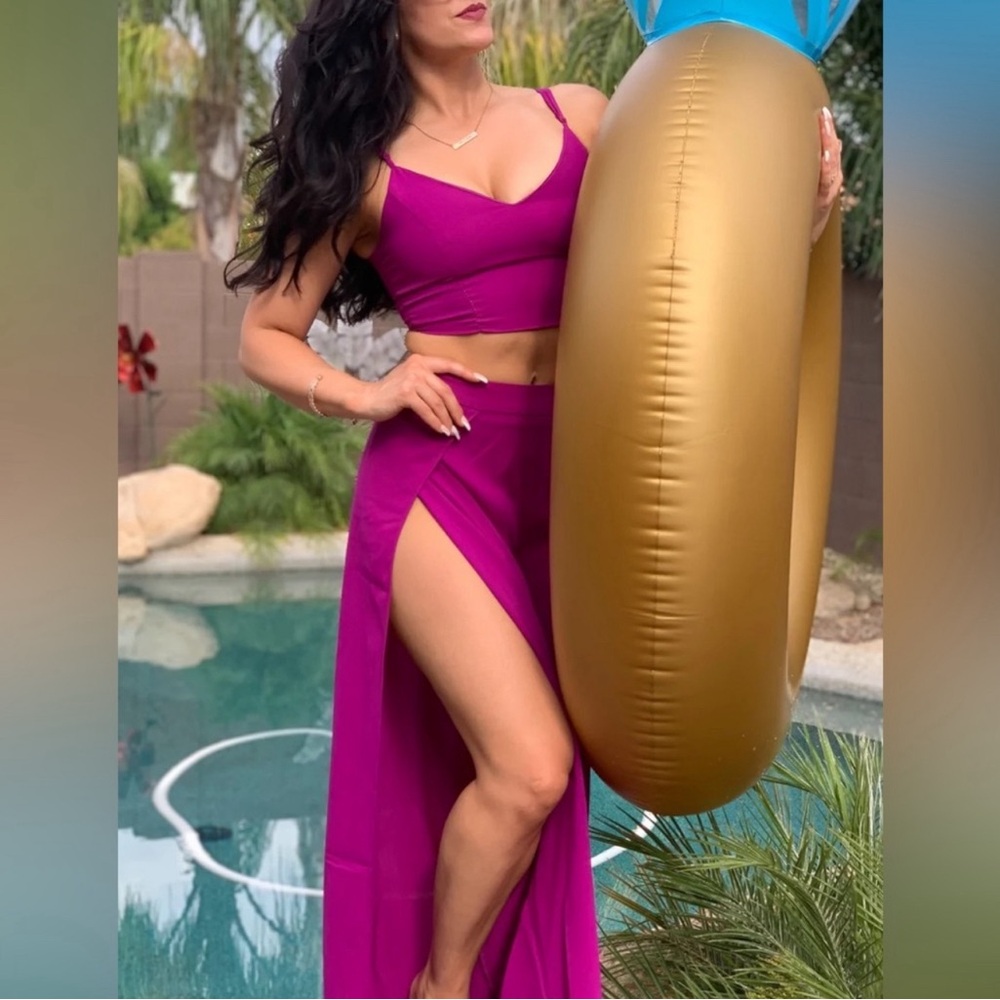 Lulus Out Tonight Magenta Two-Piece Jumpsuit Size Large New